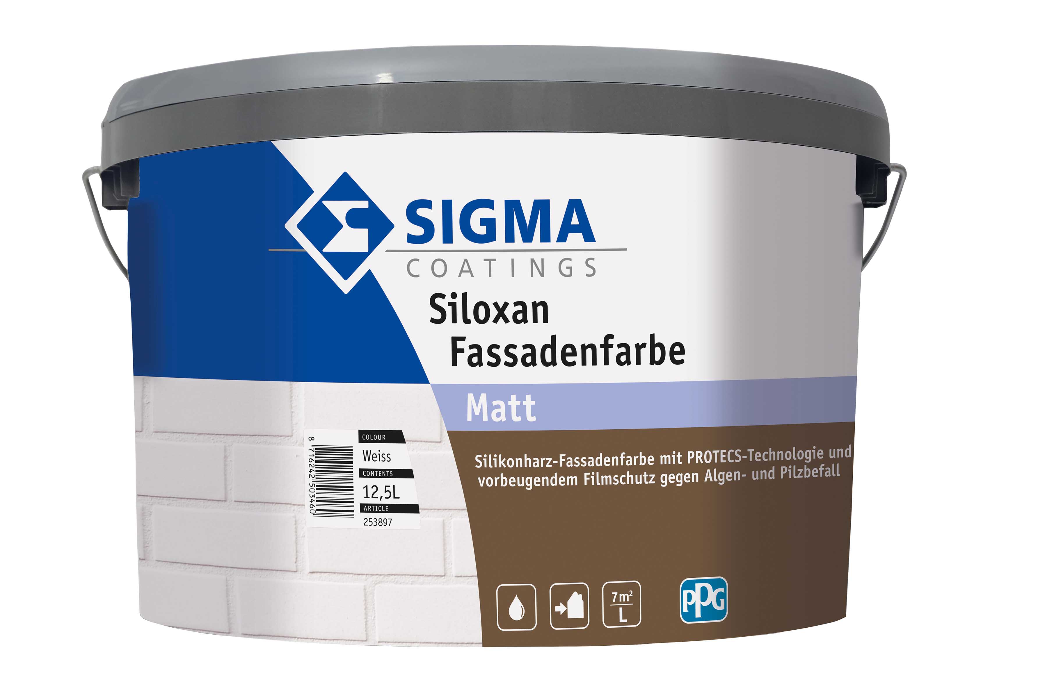 SIGMA Siloxan Fassadenfarbe Weiß 12,5 L A+F - hoch schmutzabweisend, gegen Pilz- und Algenbefall