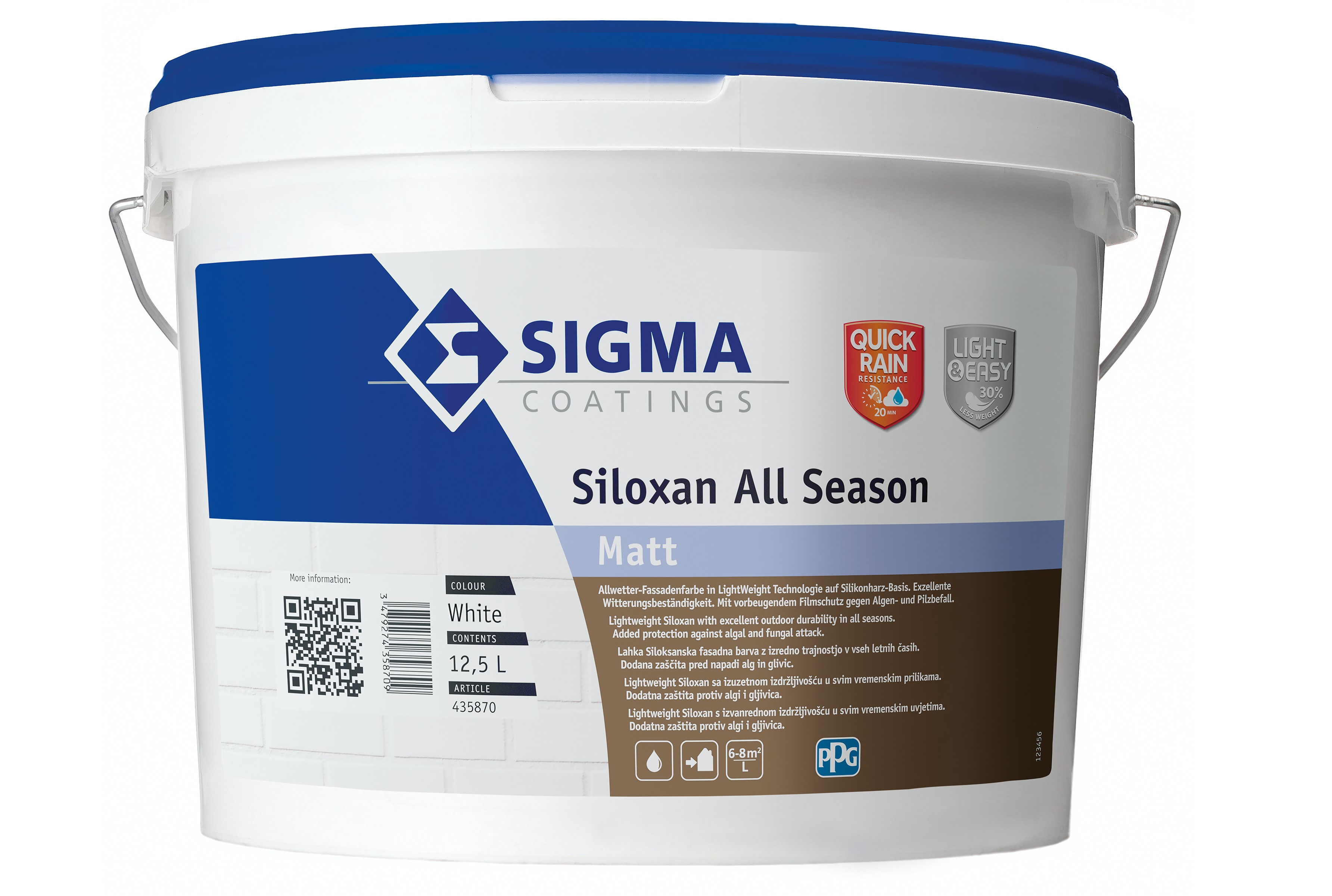 Sigma Siloxan All Season Fassadenfarbe Weiß 12,5L - A+F - hoch schmutzabweisend, gegen Pilz- und Algenbefall