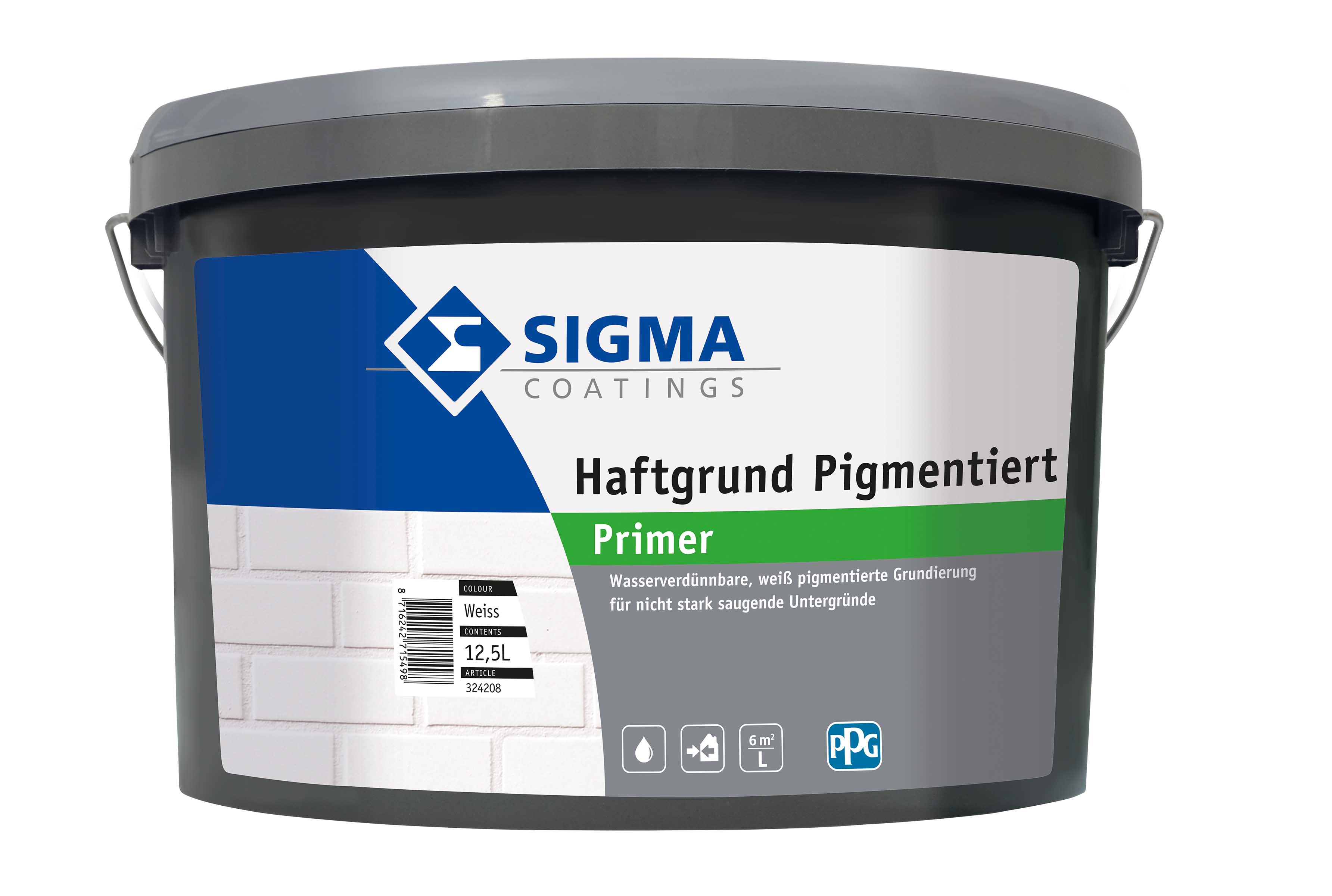 SIGMA Haftgrund pigmentiert Weiß 12,5 L - wasserverdünnbare Universalgrundierung 
