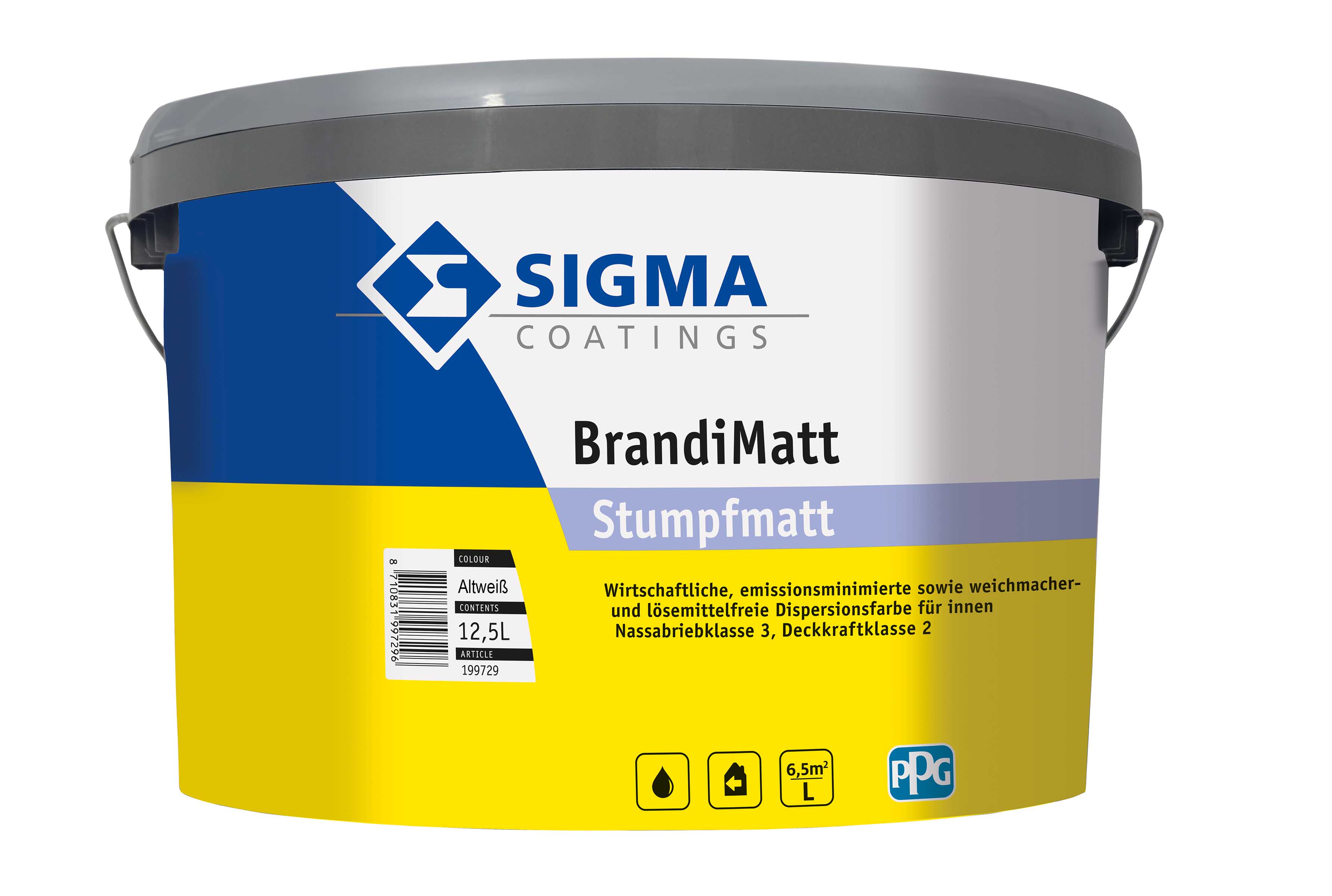 SIGMA BrandiMatt Altweiß 12,5L - wirtschaftliche, matte Kunststoffdispersionsfarbe