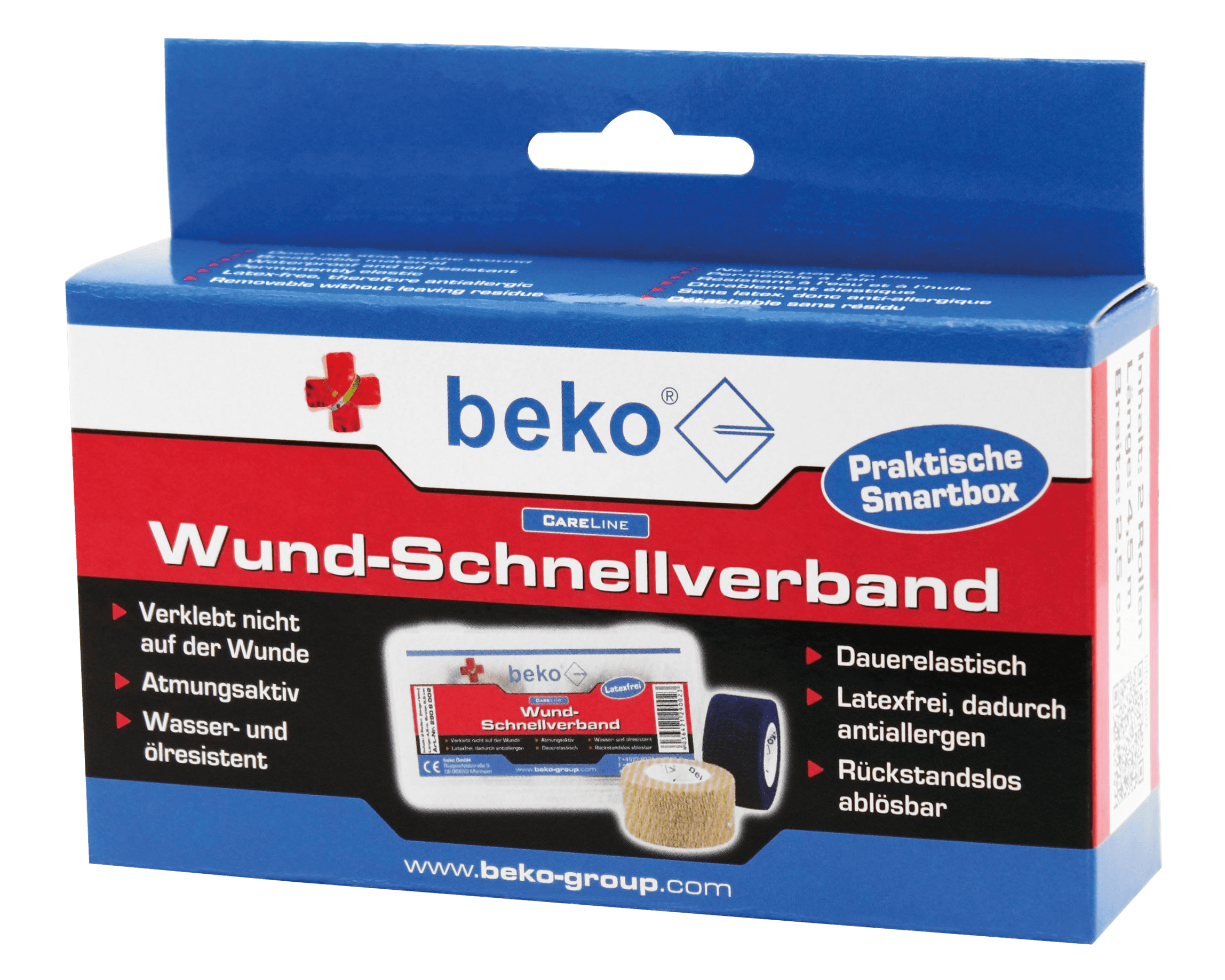 Beko CareLine Wund-Schnellverband Box, 2 Rol. à 6,50 m beige/blau